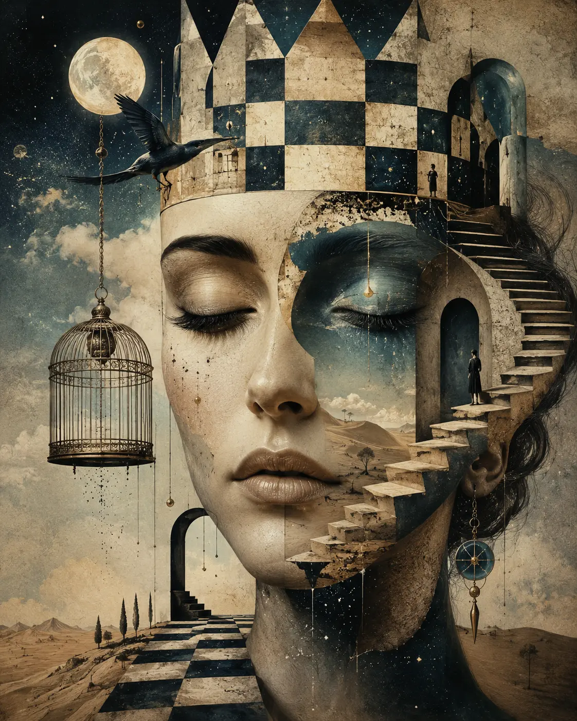 The Staircase Inside — Surrealism artwork by RORISPRINTS